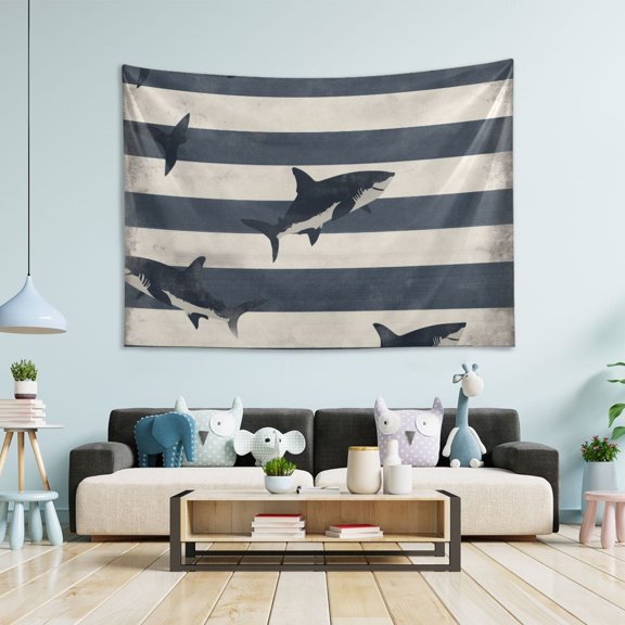 Yayeee Tapestry Wall Hanging for Bedroom 60" x 40" Living Room Home Wall Art Decor, Dark Sharks