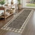 thumbnail image 4 of Garvee 2x6 Modern Plaid Runner Rug Bordered Washable Rugs, Non-Slip Soft Floor Carpet Low Pile Indoor Foldable Accent Rug for Entryway Bedroom Hallway Kitchen, Brown, 4 of 9