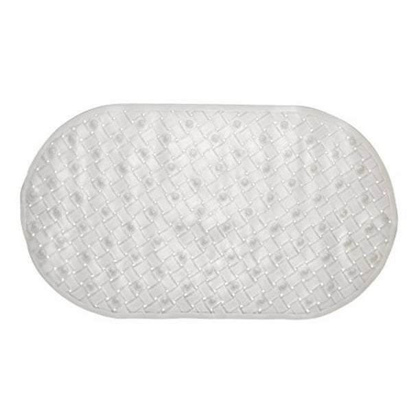 Royal Bath Anti Slip Woven Look Vinyl Bath Tub Mat (15" x 27") White