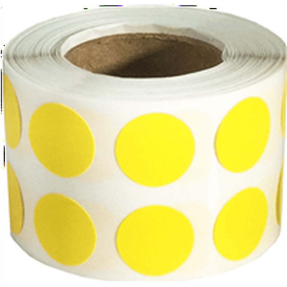 Yellow Removable Color Coding Dot Labels 0.5" Inch 1,000 Pack