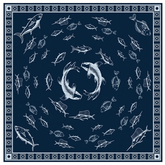 1pc Cotton Headbands Bandana Scarf Neck Gaiter UV Resistence Seamless Headwear for Outdoor Workout Running Square Fish 560x560mm