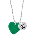 thumbnail image 1 of Delight Jewelry Acrylic 1" Green Heart Silvertone Script Initial Disc - X - Charm Necklace, 20"+3", 1 of 1