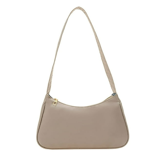 Women Shoulder Underarm Bag Nylon Retro Solid Handle Purse Handbag (Beige),khaki
