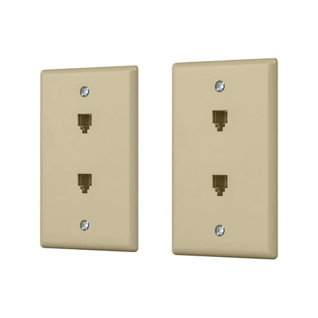 Monoprice Duplex Phone Jack Plate - Ivory (2 pack) | Terminating 4-conductor (4P4C) Phone Lines
