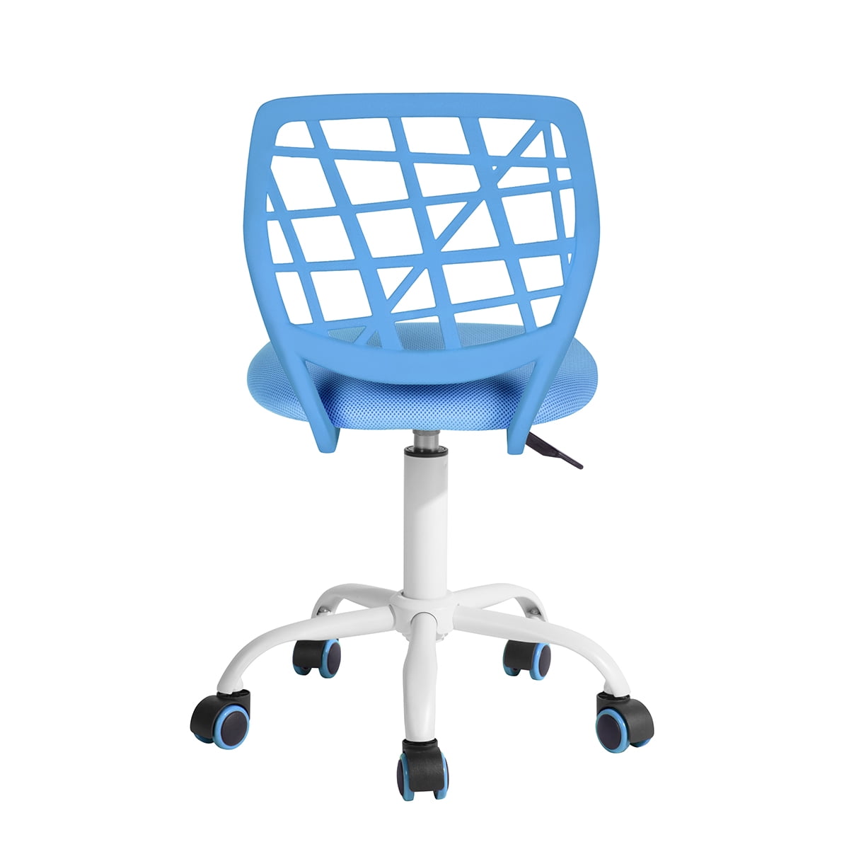 Armless Task Chair for Teens Girls, 360° Swivel Height Adjustable Desk Chair, PP Mesh Back Fabric Seat with Rolling Casters for Study Bedroom Vanity