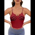 thumbnail image 1 of Camisola Corta Sin Mangas con Estampado de Calavera de Halloween para Mujer Rojo XXL, 1 of 8