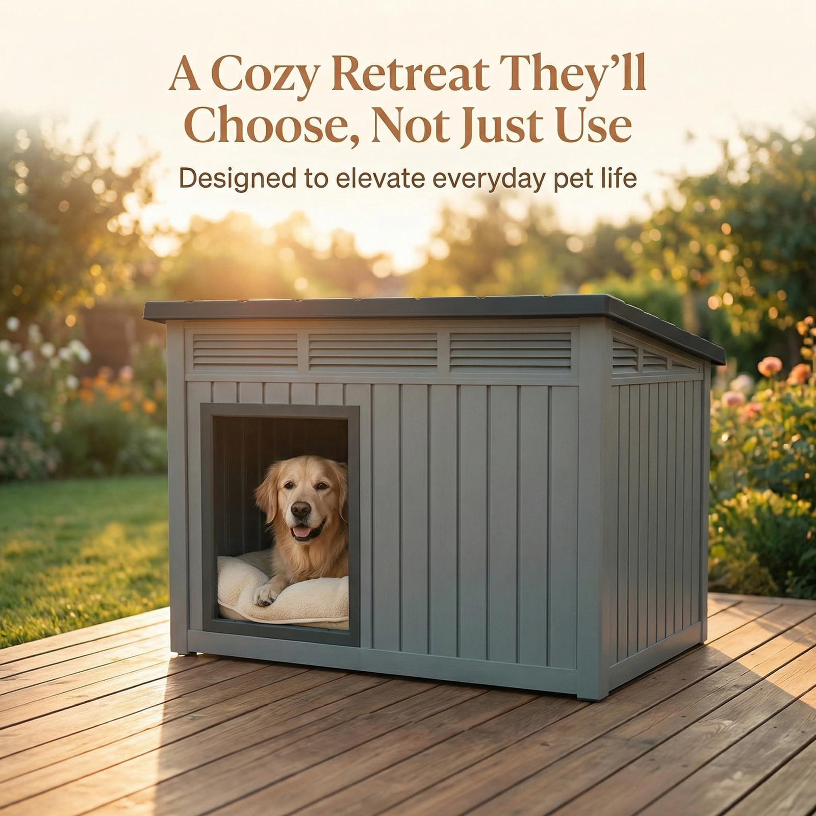 Dog House for Both Indoor and Outdoor with Weatherproof Roof Removable Floors for Medium to Large Dogs Interior Space (Black, Medium(32.2 * 25.12 * 24.13in)