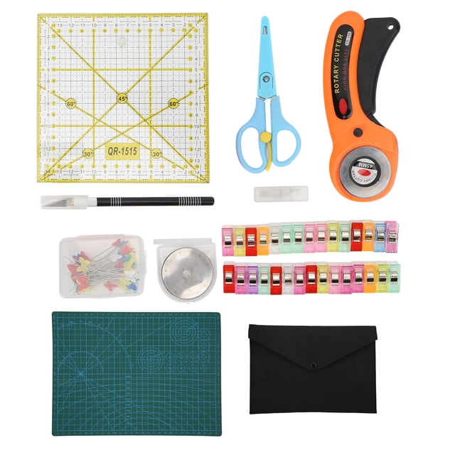 Juego de cortador de tela, kit de herramientas para cortar tela con tapete de corte, cuchillas de repuesto para coser