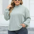 thumbnail image 4 of Dasayo Green Ladies Tops Long Sleeve Knit Plus Size Turtleneck Winter Solid Shirts Womens Blouses XXL, 4 of 5
