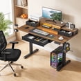 thumbnail image 3 of Sioweci 48 x24 Inch Electric Standing Desk with Drawers, Adjustable Height Small Sit Stand Desk for Home Office, Compact Computer Workstation with Storage Rustic,Brown, 3 of 11