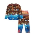 thumbnail image 2 of Kll Animals On Noah'S Ark Print Women'S Long Sleeve Pajamas With Pants Sleepwear Loungewear 2 Set-Xx-Large, 2 of 9