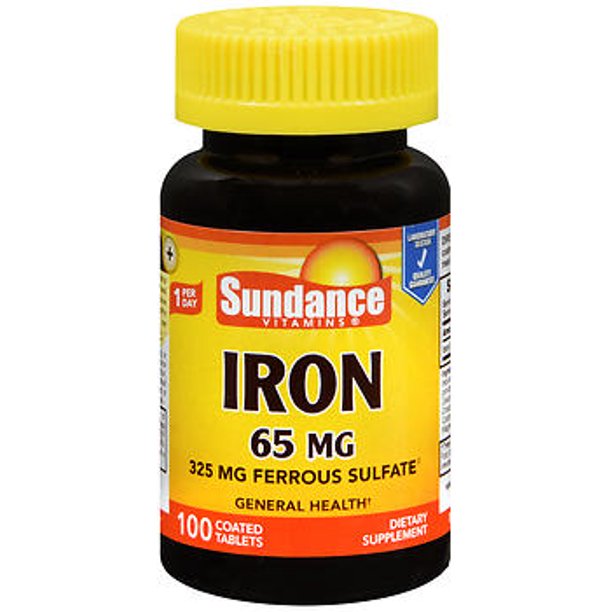 Sundance Vitamins Iron Tablets, 65 mg, 100 Count