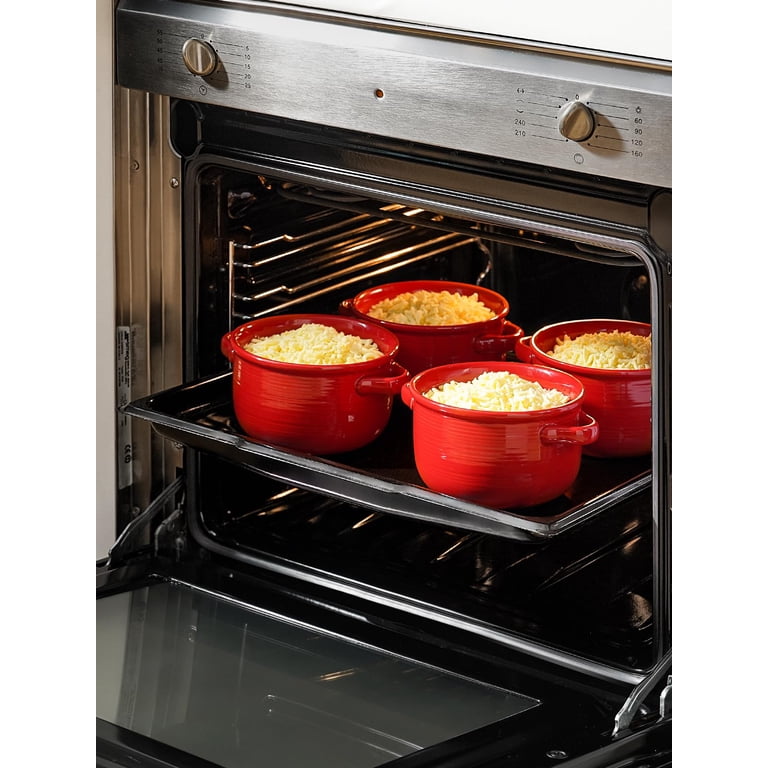 Le Tauci 28 oz Red Ceramic Soup Bowls with Handles, Set of 4 photo 2