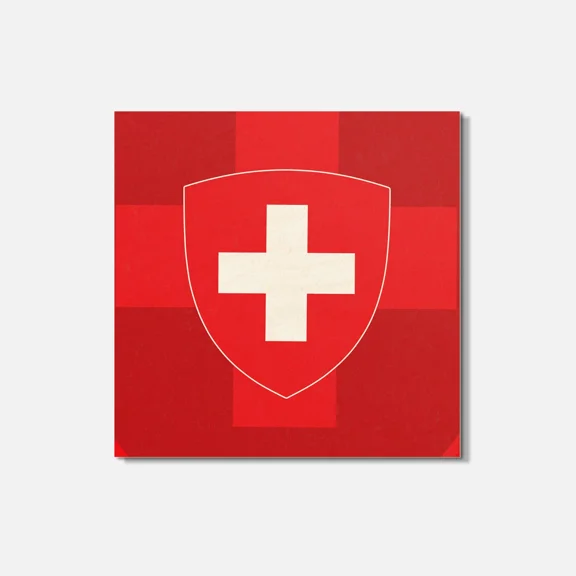 Switzerland Coat Of Arms 4'' X 4'' Square Wooden Coaster