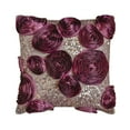 thumbnail image 2 of The HomeCentric Euro Pillow Sham, Vine Euro Pillow Shams Pack of 2, 26x26 inch Silk European Sham&nbsp;Covers, Nature & Floral, Ribbon Embroidery, Sequins Embellished, European - Wine and Roses, 2 of 10