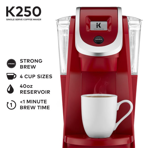 K-Cup Pod Coffee Maker with Strength Control Imperial Red Keurig K250 Single Serve