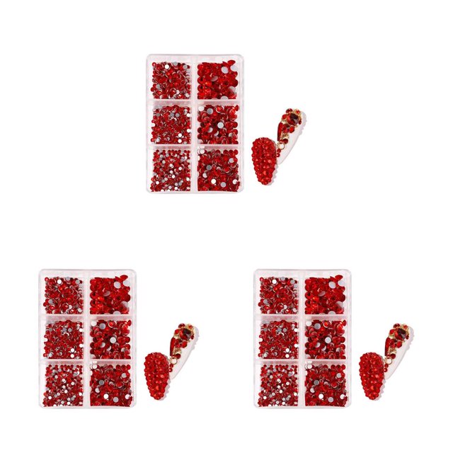 Jumpingount Nail Crystal Nails 6 Cajas Fondo plano Vidrio Transparente Color mezclado Flatback Nail Art Crafts DIY Bolsas de piedra Zapatos Type7 NO7