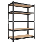 Heavy-Duty 5-Storey Adjustable Layer Storage Rack - 23.6"D x 47.2"L x 87"H, Black, Assembly Required, Perfect for Supermarkets, Garages, Basements, Warehouses