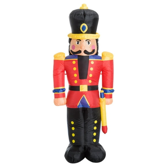 HOMCOM Soldado de juguete inflable de Navidad de 6 pies, decoración de patio al aire libre con pantalla de luces LED