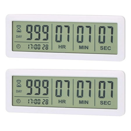 

2X Big Digital Countdown Timer Clock - 999 Count Down Clock Timer for Graduation Lab Kitchen (White)