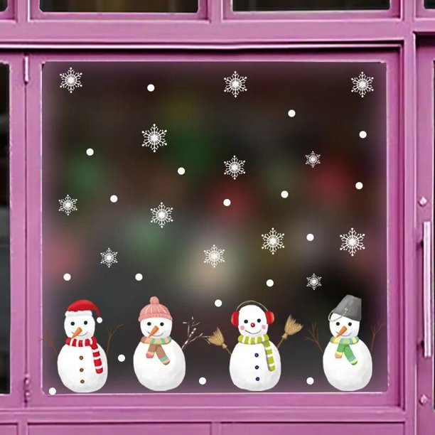Pegatinas tipo ventana de cristal para decoración navideña, pegatinas tipo ventana de pared para decoración del hogar, arte de Navidad con copos de nieve, para restaurante y centro comercial