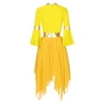 thumbnail image 2 of Raenseen Women's Color Block Liturgical Praise Dance Dress Flare Sleeve Chiffon Lyrical Worship Yellow S, 2 of 9