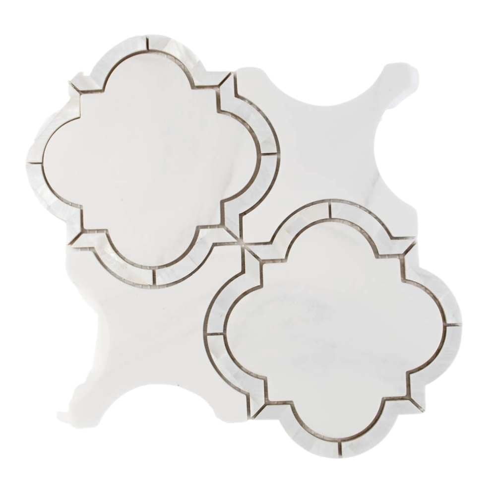 The Tile Life Delphi Pearl 9" x 9" Statuario Satin Glass Mosaic Wall Tile, 1 Sheet