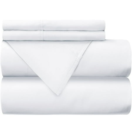 - Mellanni 100% Cotton Bed Sheet Set - 300 Thread Count Sateen - Soft Deep Pocket Quality Luxury Bedding - 4 Piece (Queen, White)