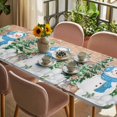 thumbnail image 3 of Merry Christmas Table Cloths for 8 Foot Rectangle Tables, Rustic Xmas Tree Elk Blue Snowman Snowflake Patio Waterproof Elastic Fitted Tablecloths, Washable Rectangular Table Cover for Camping, 3 of 8