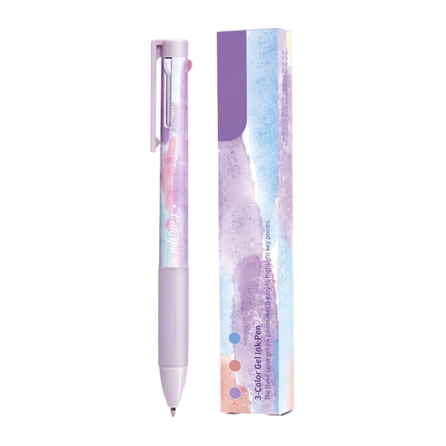 Vos Vacances Stylos Gel Rétractables Multifonctionnels Trois Couleurs Instruments d'Écriture Bouton Pression Notes Spéciales Dessin Signature Papeterie Plastique Violet Taille Unique Violet