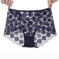 thumbnail image 6 of Sexy High Waist Hollow Out Breathable Rhombus Women's Lingerie Mesh Panties Underwear Lace Briefs NAVY L, 6 of 8