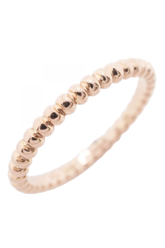 Pre-Owned Van Cleef & Arpels Perlee Small Ring, 18K Pink Gold, Size 52, Women's