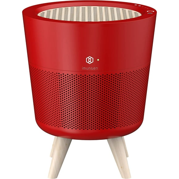 IMUNSEN M-002R Air Purifier with Cypress Wood Filter, H13 True HEPA Filter, 100% Ozone Free, Auto Sleep Mode, Filters allergens, Pollen, Smoke, Perfect for Office and Bedroom - Red