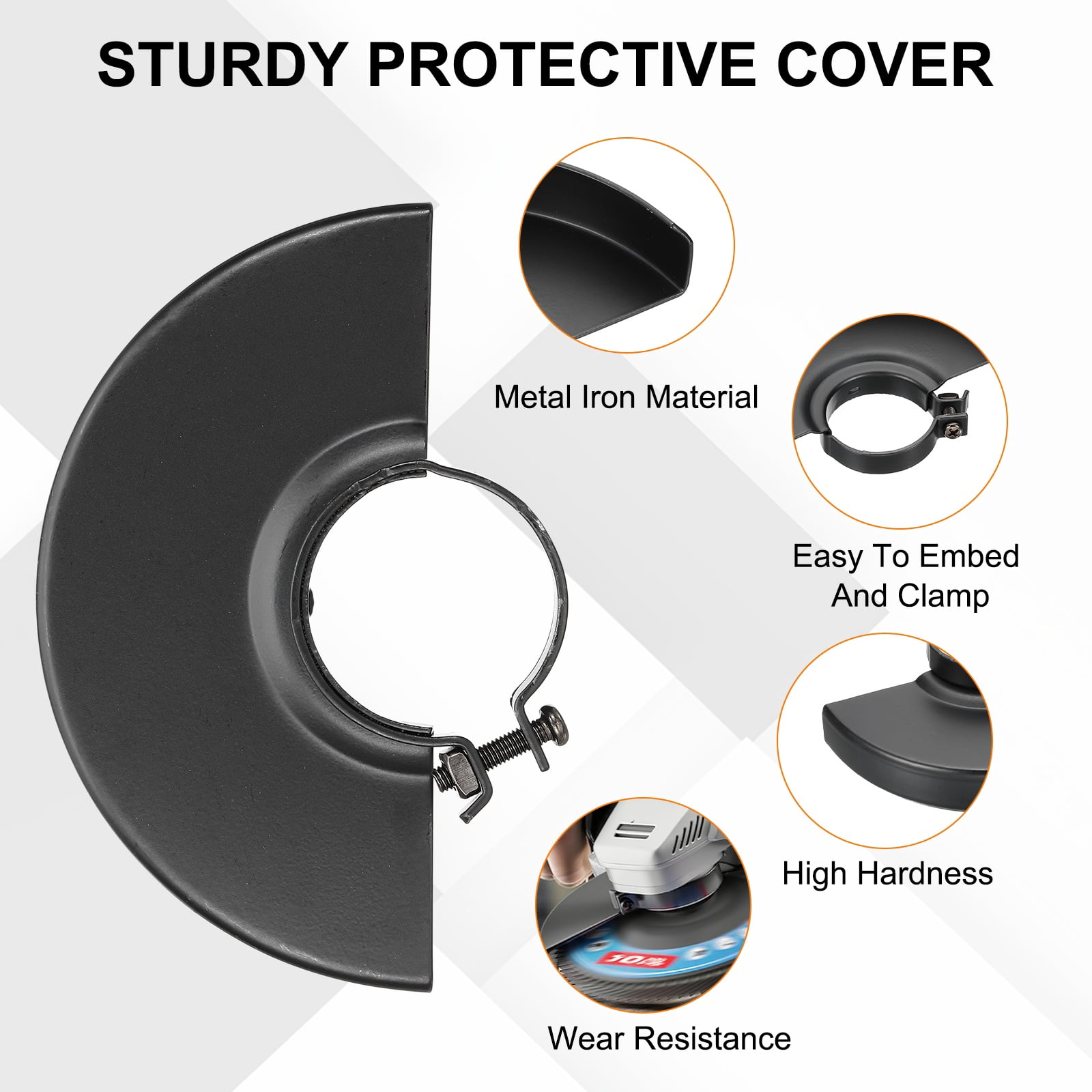 Uxcell Angle Grinder Guard 5" (135mm) 1.69" Dia, 2Pcs Metal Adjustable Angle Grinder Safety Guard Wheel Disc Blades Protective Cover Shield Replacement, Black