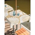 thumbnail image 2 of Outdoor Tablecloth with Umbrella Hole for Patio/Picnic/Party/Camping, Brown Scallop Coastal Waterproof Table Cloth Square Cover Washable, Summer Beach Nautical (54"x 54"), 2 of 9