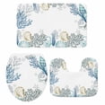 thumbnail image 2 of Ocean Life Bathroom Rugs Set Light Yellow Shell Navy Coral Starfish Conch Non Slip Absorbent Soft Bath Mats 3 Piece Set with Bathroom Rug, U-Shaped Floor Mat, Toilet Seat Cover Small Size, 2 of 9