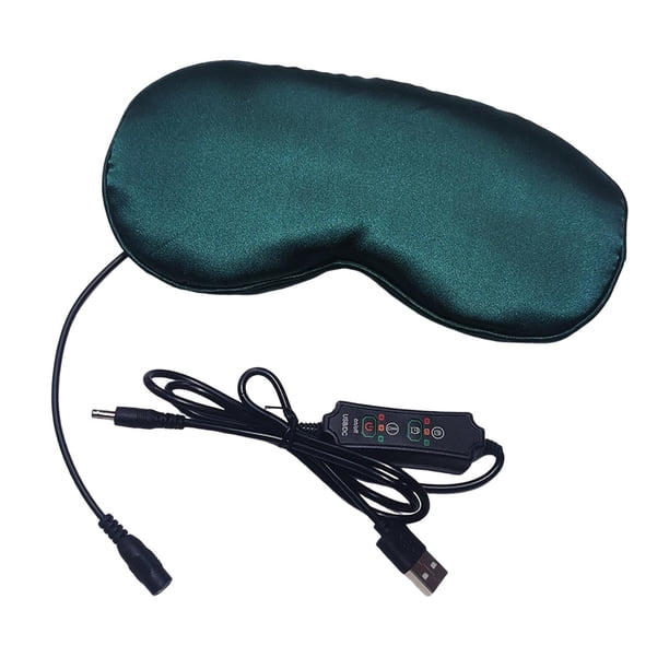 Cubierta de máscara de ojos calentada por USB eléctrico, Control de temperatura de caliente Tela de seda Temporización de ojos Cubierta , verde Yinane Cubierta de ojos calentada