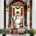 thumbnail image 5 of Snowman Christmas Door Cover, 35 x 71 in Front Door Hanging Cloth, Tree Snowman Red Curtain, Banner, Winter Snowscene, House Backdrop, Porch Photography Background Prop, Christmas New Year Home Decor, 5 of 6