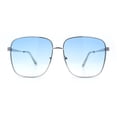 thumbnail image 5 of Womens Luxurious Oversized Rectangle Metal Rim Boyfriend Sunglasses Silver - Blue, 5 of 8