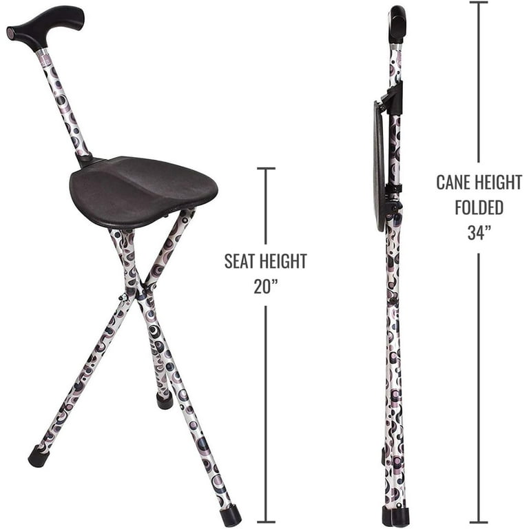 Switch Sticks Walking Stick, Walking Cane, Cane Chair, Quad Cane and  Folding Cane with Seat is 34 Inches Tall and Supports up to 220 Pounds,  Storm, FSA HSA Eligible 