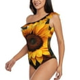thumbnail image 5 of Daiia Vibrant Sunflower Blooms Women's One Piece Swimsuits Personalized One Shoulder Swimwear Asymmetric Ruffle Bathing Suits-X-Large, 5 of 8