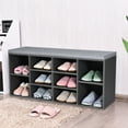 thumbnail image 2 of Topbuy Grey Adjustable 10-Cube Organizer Bench Entryway Padded Shoe Storage Bench, 2 of 9