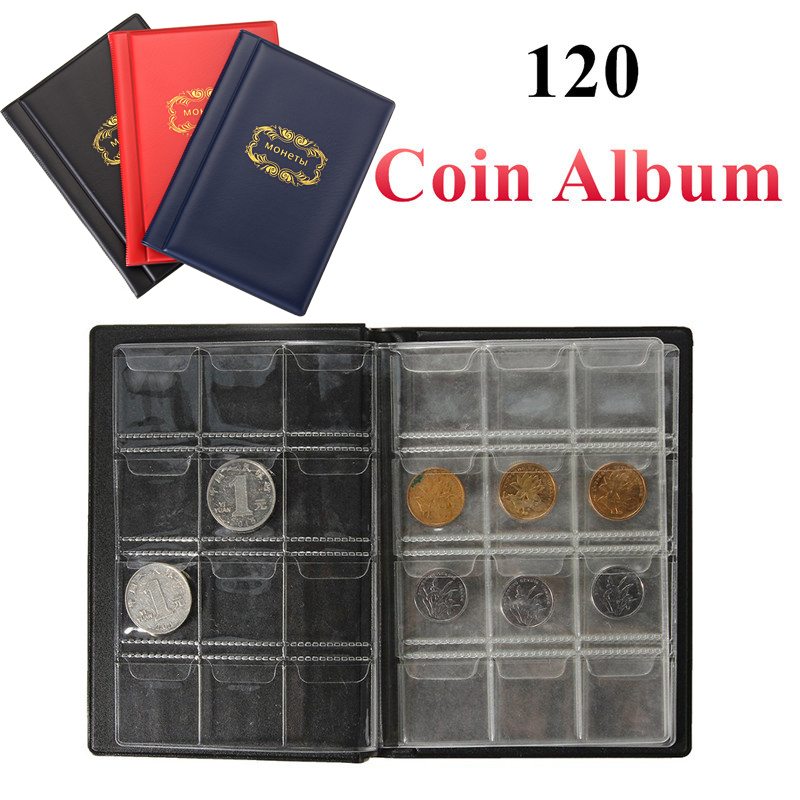 2 Pieces 120 Pockets Coin Collection Album Coin Holder Collecting Book Album Penny Coin Collection Pocket Storage Album for Coin Collectors Black and Dark Blue 