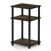 Furinno Just 3-Tier Turn-N-Tube End Table, 1-Pack, Columbia Walnut/Black