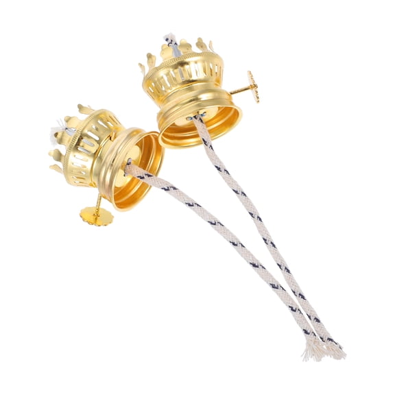 ibasenice car light wick Oil Lamp Burner Golden Zinc Alloy 2Pack
