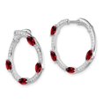 thumbnail image 2 of Auriga 14k White Gold Garnet and Diamond Hoop Earrings for Women, 2 of 6