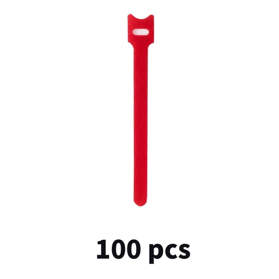 CCOCC 2026 New 100Pcs Straps Organized Patches Dense Loop Reusable Strips Red 0.4*6In for Organization Home Office Cable Management Diy Projects Fastening Storage Solutions