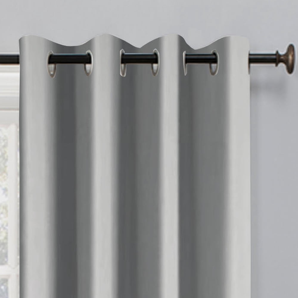 Better Homes & Gardens Solid Herringbone Blackout Curtain Panel, 1 Panel, Silver, 50" W x 95” L