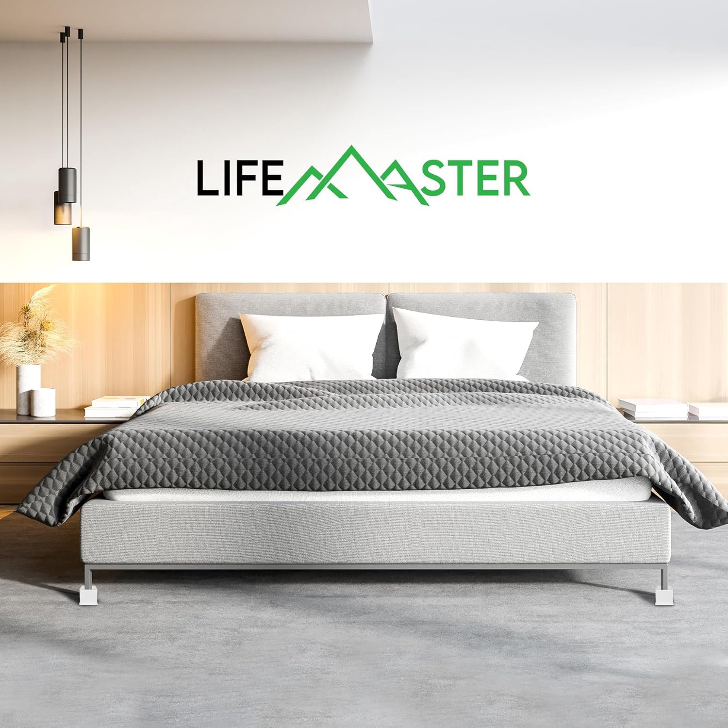 Lifemaster Furniture Riser Set - 8 Pieces Non-slip Design Furniture Leg Riser fits with Bed, Chair, Table, Sofa, Desk, and Couches - White
