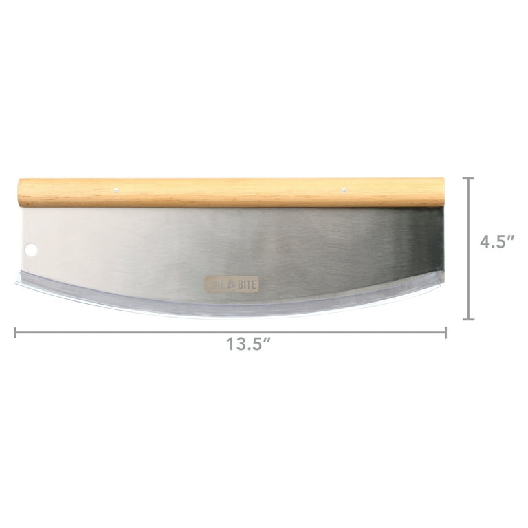 One Bite Stainless Steel Pizza Rocker Cutter with Wood Handle